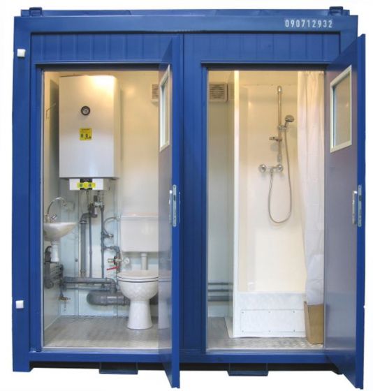 Location Conteneurs WC - Avec 1 WC, 1 douche et 1 lavabo - 2,50 x 2,50 mètres
