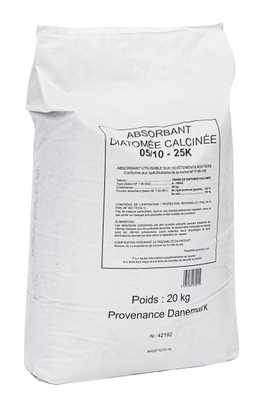 Granulés absorbant (Terre de Diatomée) - sac de 20 kg - Absorption 38 L